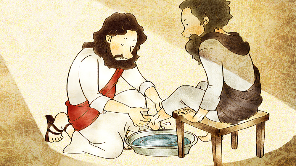 Jesús lava los pies de sus discípulos