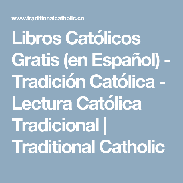 Libros católicos tradicionales gratuitos
